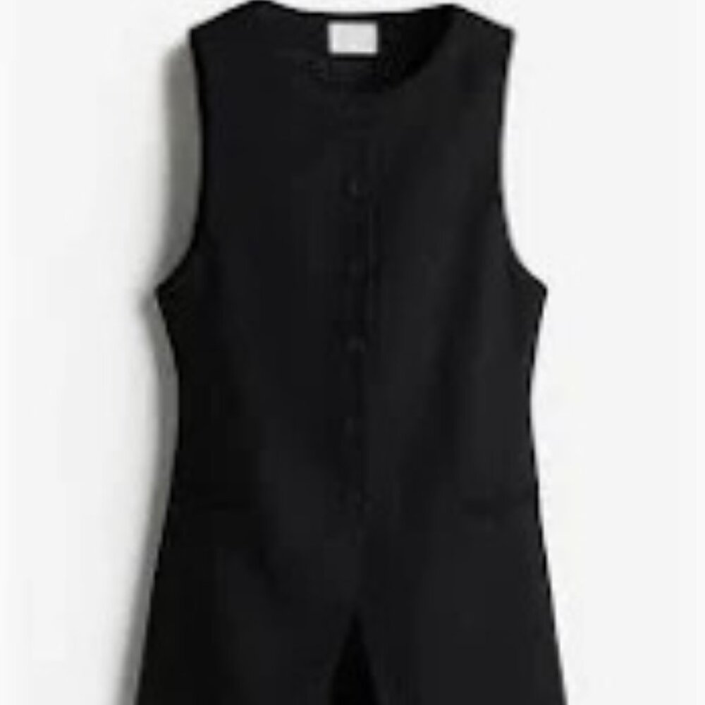 H&M Long High Neck Suit Vest Black - Medium